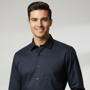 Home earth & mars equator classic fit dotted shirt midnight blue