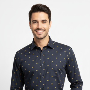 Home The Charcoal Micro-Pattern Formal Shirt - Modern Slim Fit